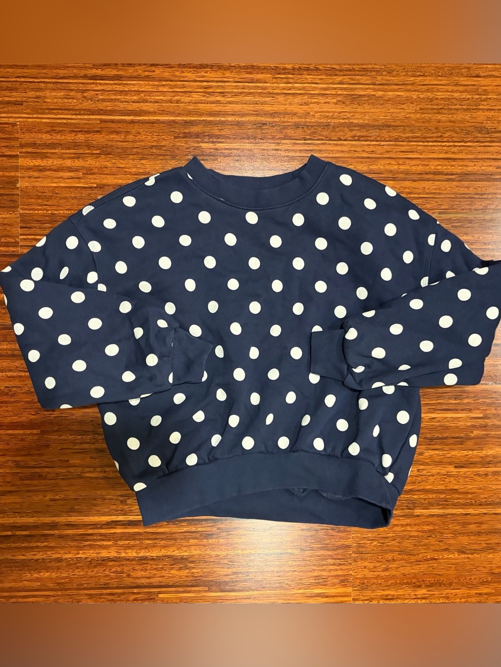 Gap Kids Navy White Polka Dot Cotton Blend Sweatshirt Pullover XL 12 Like New